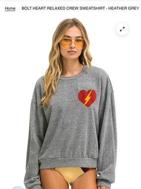 Aviator Nation/Heather Gray/Unisex Sweatshirt/Bolt Heart Crew/NEW! SEALED!